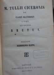 Cn 981: De claris oratoribus liber qui dictur Brutus (1881)