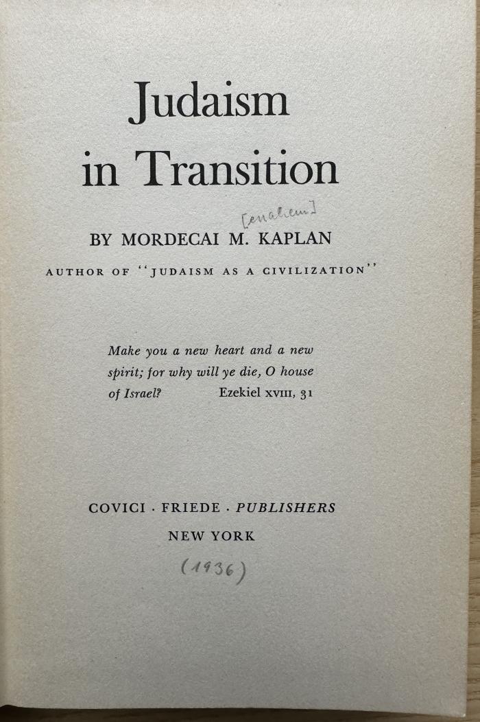 1 P 45 : Judaism in transition (1936)