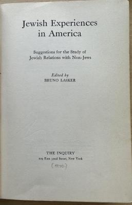 1 P 36 : Jewish experiences in America (1930)