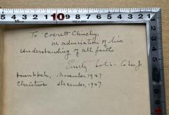 - (Clinchy, Everett Ross;Solis-Cohen, Emily), Von Hand: Widmung; 'To Everett Clinchy
in admiration of his
understanding of all faiths
Emily Solis-Cohen Jr.
Hannukah, November 1937
Christmas, December 1937'. 