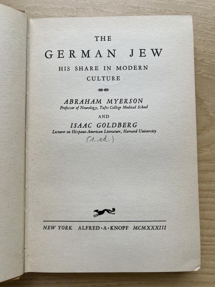 1 P 59 : The German Jew : his share in modern culture (1933)