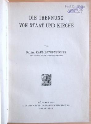 Pa 338 : Die Trennung von Staat und Kirche. (1908)