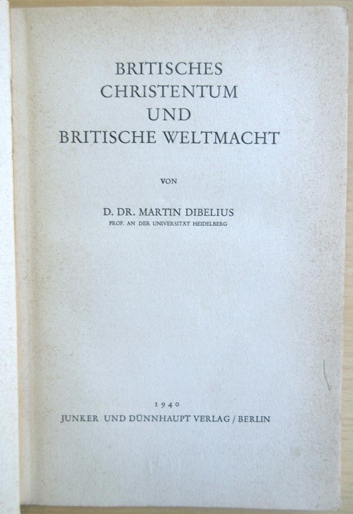 Pa 336 : Britisches Christentum und britische Weltmacht. (1940)