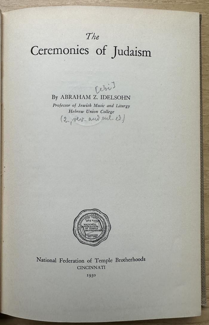 1 P 69&lt;2&gt; : The ceremonies of Judaism (1930)