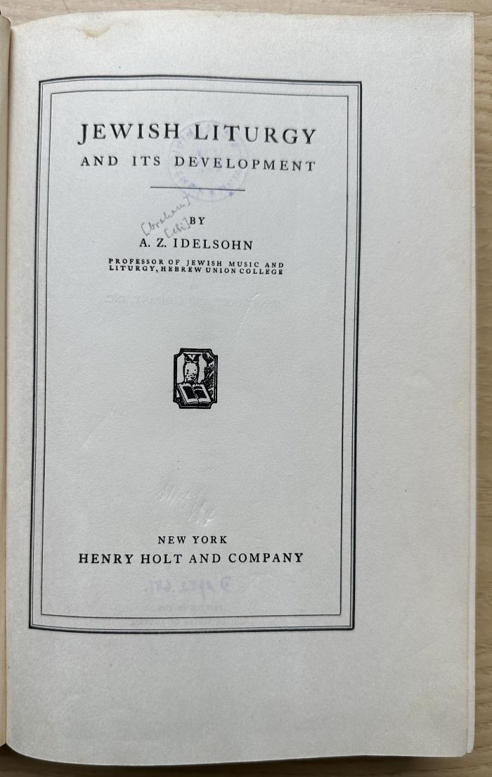 1 P 67 : Jewish liturgy and its development (1932)