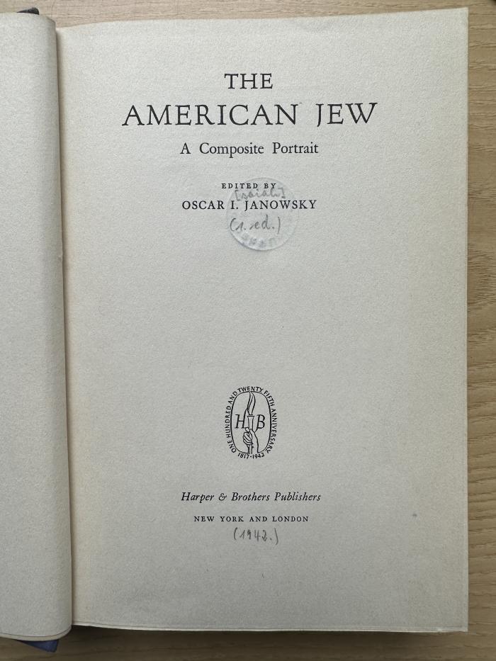 1 P 72 : The American jew : a composite portrait (1942)