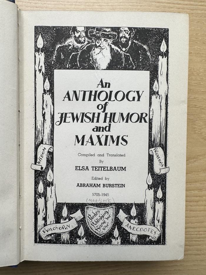 1 P 82 : An anthology of Jewish humor and maxims (1945)