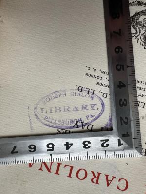 - (Rodeph Shalom Library), Stempel: Ortsangabe; 'RODEPH SHALOM
LIBRARY,
PITTSBURGH, PA.'.  (Prototyp)