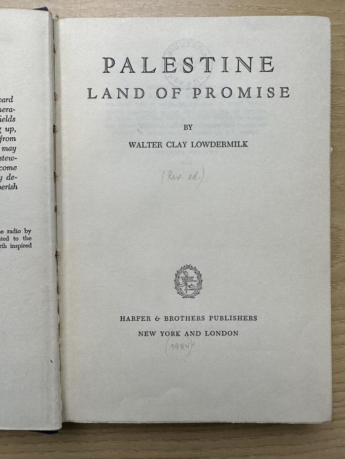 1 P 88 : Palestine : land of promise (1944)
