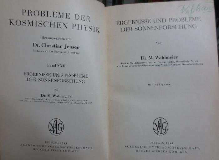 Kb 134 Ers.: Ergebnisse und Probleme der Sonnenforschung (1941)