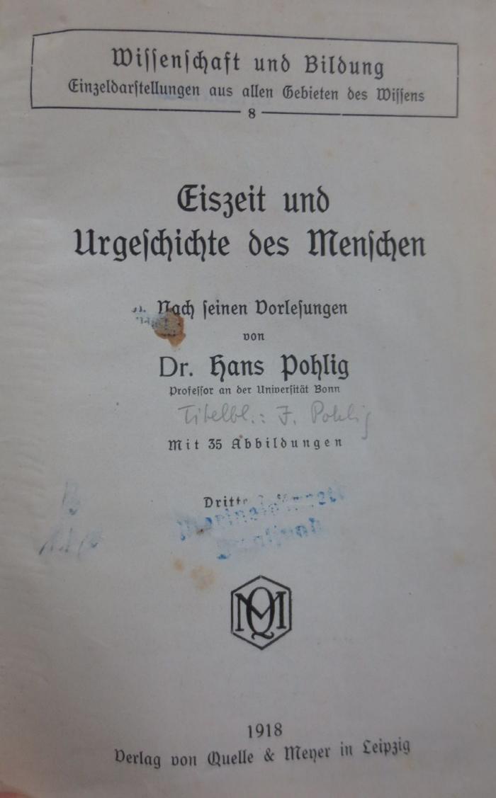 Ke 534 c: Eiszeit und Urgeschichte des Menschen (1918)