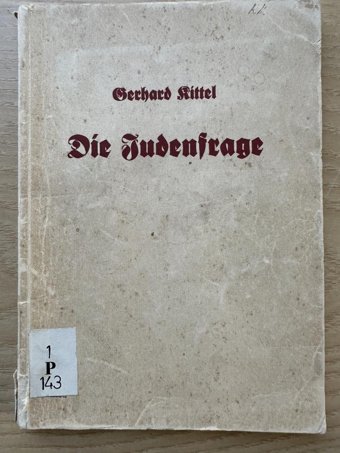 1 P 143 : Die Judenfrage (1933)