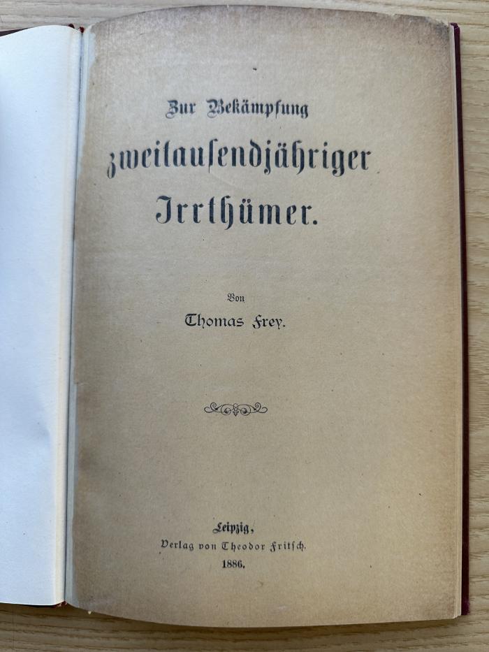 1 P 200 : Zur Bekämpfung zweitausendjähriger Irrthümer. (1886)