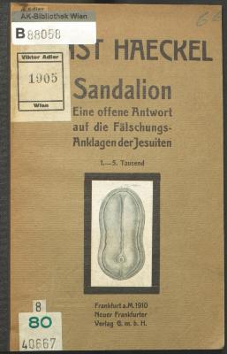 88/80/40667(6) (ausgesondert) : Sandalion. Eine offene Antwort auf die Fälschungs-Anklagen der Jesuiten  (1910)