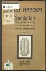 88/80/40667(6) (ausgesondert) : Sandalion. Eine offene Antwort auf die Fälschungs-Anklagen der Jesuiten  (1910)