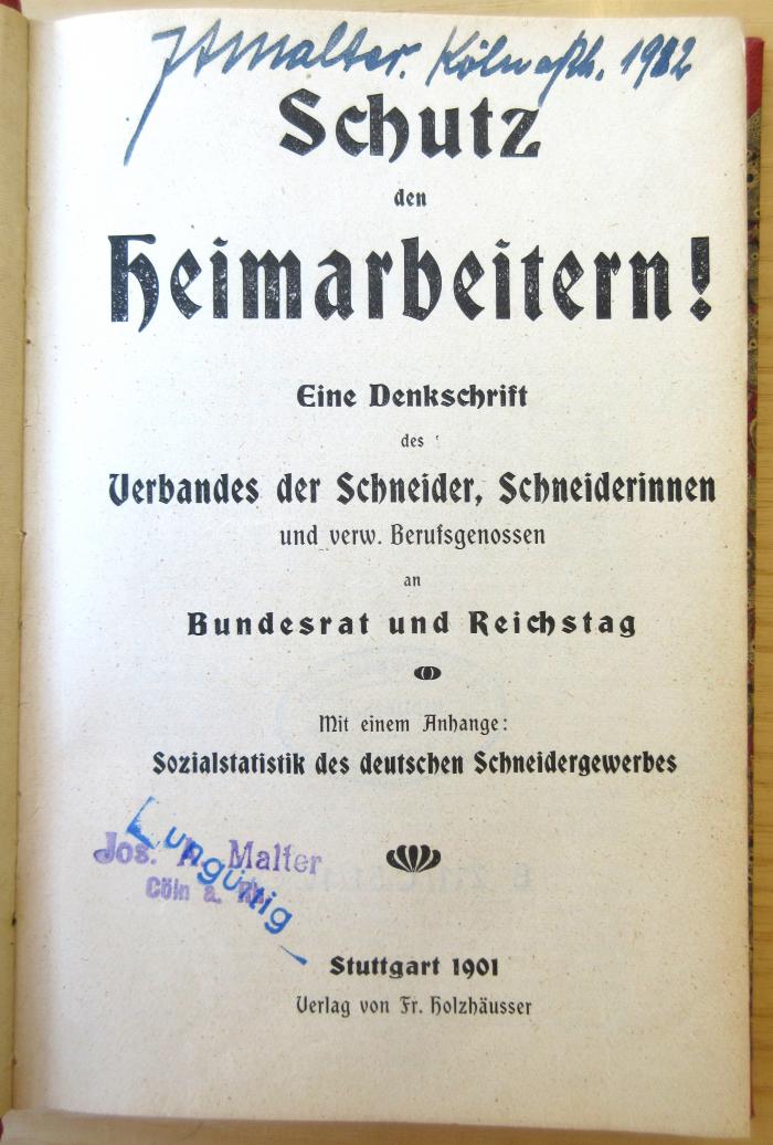 SA 132 : Schutz den Heimarbeitern! (1901)