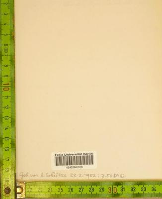 - (Schütze, A.), Von Hand: Buchbinder; 'Geb. von A. Schütze 22.2.1952: 7.50 DMW.'. 