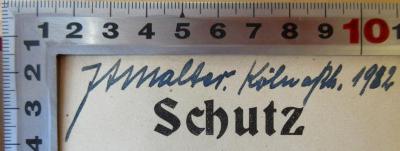 - (Malter, Josef A.), Von Hand: Name; 'J. A. Malter.  Köln a. Rh. 19[1/2]2'. 