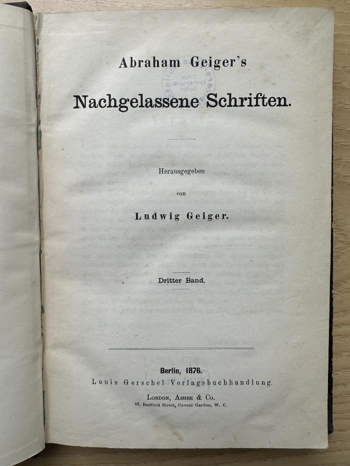 3 P 4-3 : Abraham Geiger's Nachgelassene Schriften. 3 (1876)