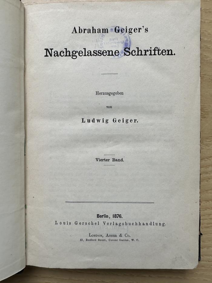 3 P 4-4 : Abraham Geiger's Nachgelassene Schriften. 4 (1876)