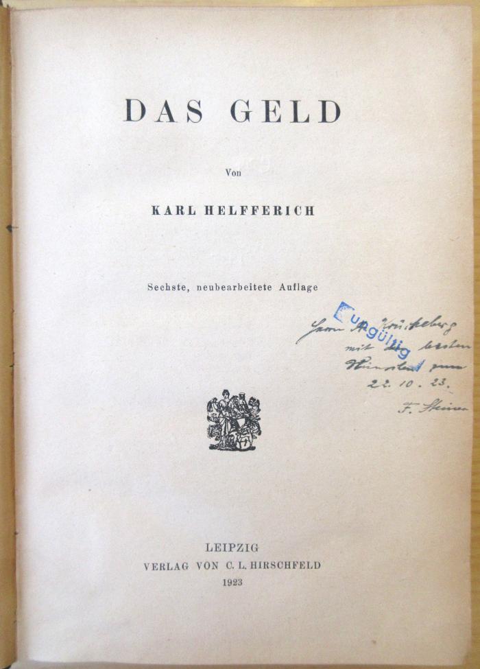 SA 360-6 : Das Geld (1923)