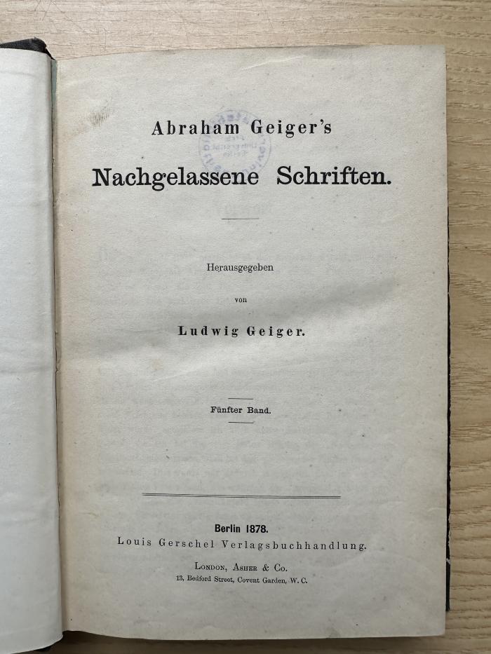 3 P 4-5 : Abraham Geiger's Nachgelassene Schriften. 5 (1878)