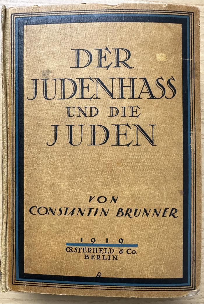 3 P 10&lt;2&gt; : Der Judenhass und die Juden (1919)