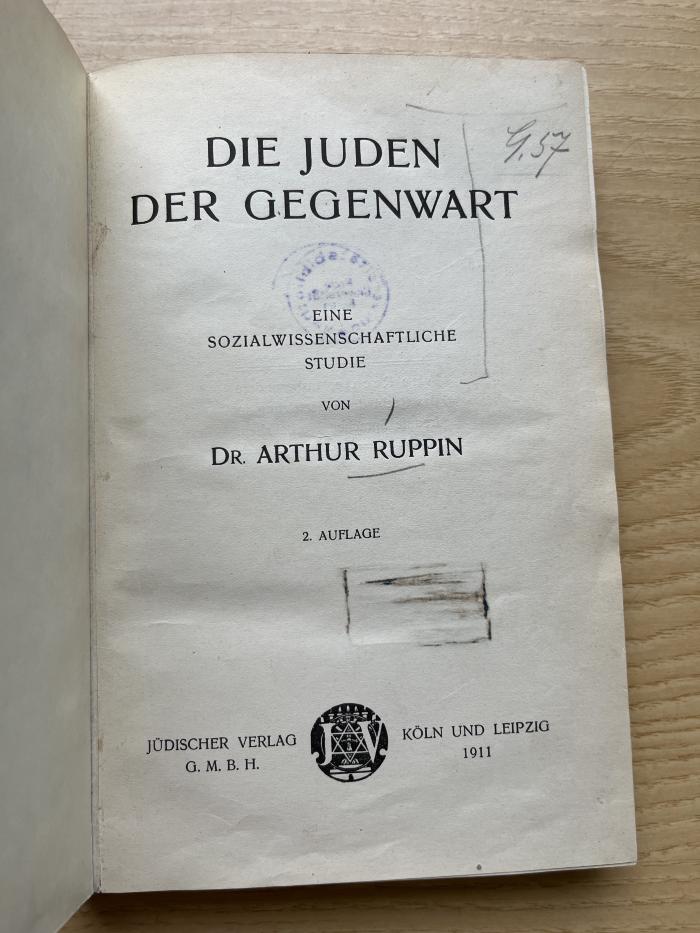 4 P 7&lt;2&gt; : Die Juden der Gegenwart : eine sozialwissenschaftliche Studie (1911)