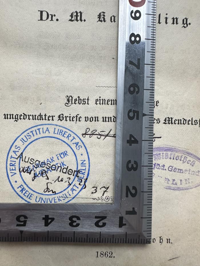 - (Jüdische Gemeinde zu Berlin), Von Hand: Inventar-/ Zugangsnummer; '37'. 