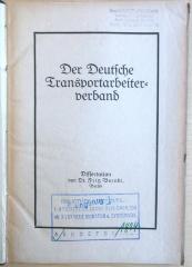 SA 581 : Der Deutsche Transportarbeiterverband. (1922)