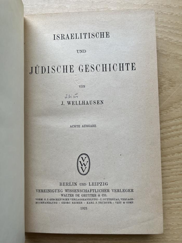 3 P 33&lt;8&gt; : Israelitische und jüdische Geschichte (1921)