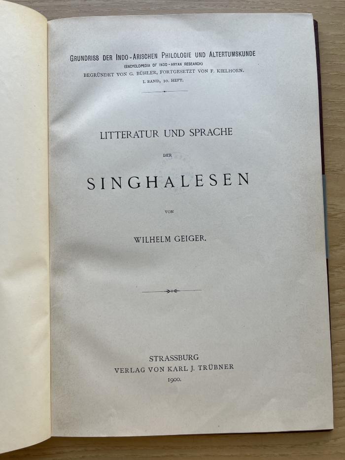4 P 35-1,10 : Litteratur und Sprache der Singhalesen (1900)