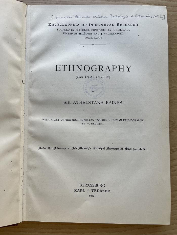 4 P 35-2,5 : Ethnography : (castes and tribes) (1912)