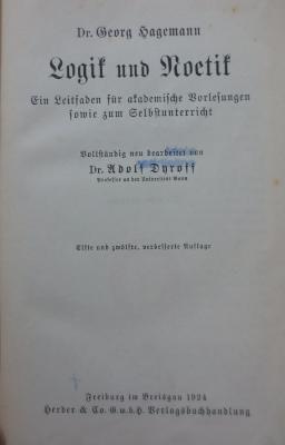 Hd 219 ab: Logik und Noetik : Ein Leitfaden für akademische Vorlesungen sowie zum Selbstunterricht (1924)