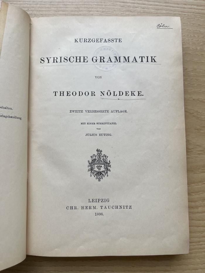 7 P 4&lt;2&gt; : Kurzgefasste syrische Grammatik (1898)