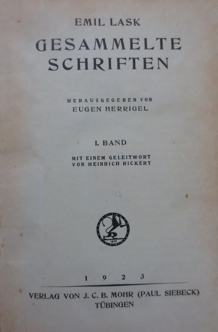 Hd 75 2. Ex.: Gesammelte Schriften (1923)