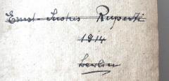 - (Ruperti, Ernst-Justus), Von Hand: Name, Datum, Ortsangabe; 'Ernst-Justus Ruperti 1914 / Berlin'. 
