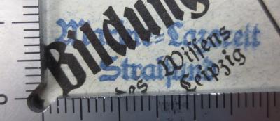 Ke 534 c: Eiszeit und Urgeschichte des Menschen (1918);- (Marinelazarett Stralsund), Stempel: Berufsangabe/Titel/Branche, Ortsangabe; 'Marine-Lazarett
Stralsund'.  (Prototyp)