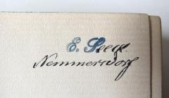 - (Seeck, E.), Von Hand: Name, Ortsangabe; 'E. Seeck. Nemmersdorf'. 