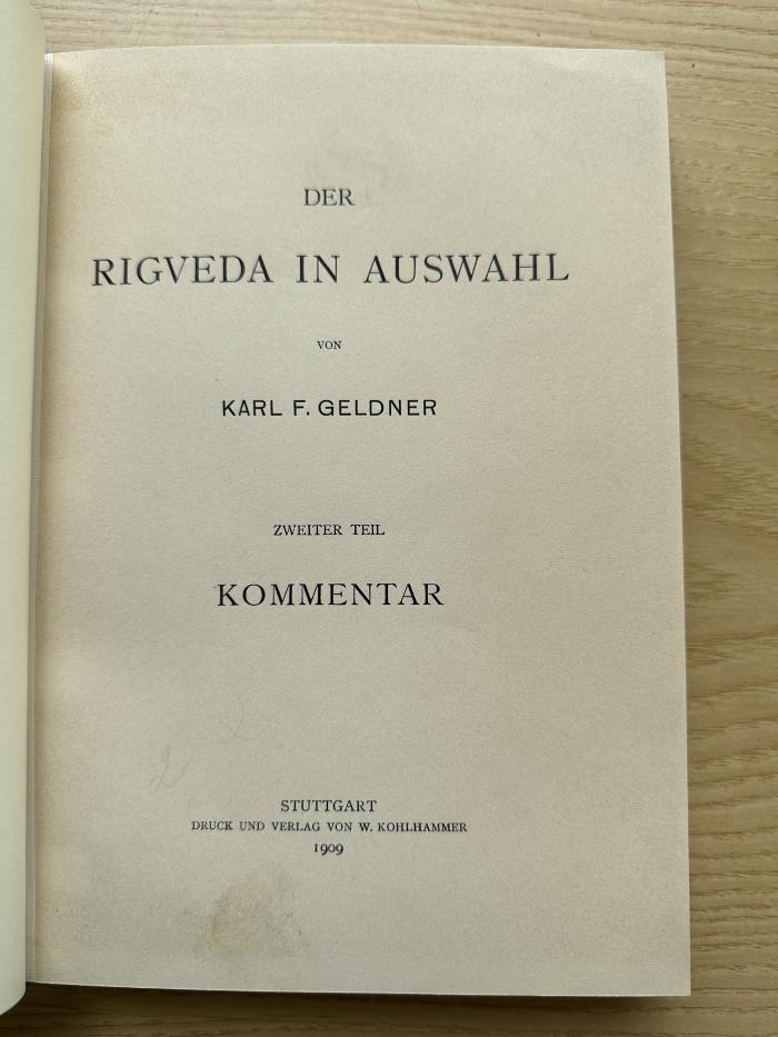 7 P 66-2 : Der Rigveda in Auswahl. 2, Kommentar (1909)