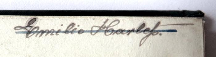 - (Harleß, Emilie), Von Hand: Name; 'Emilie Harleß.'. 