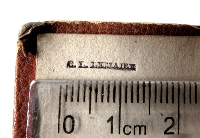 - (Lemaire, C. L.), Stempel: Name; 'C. L. Lemaire'. 