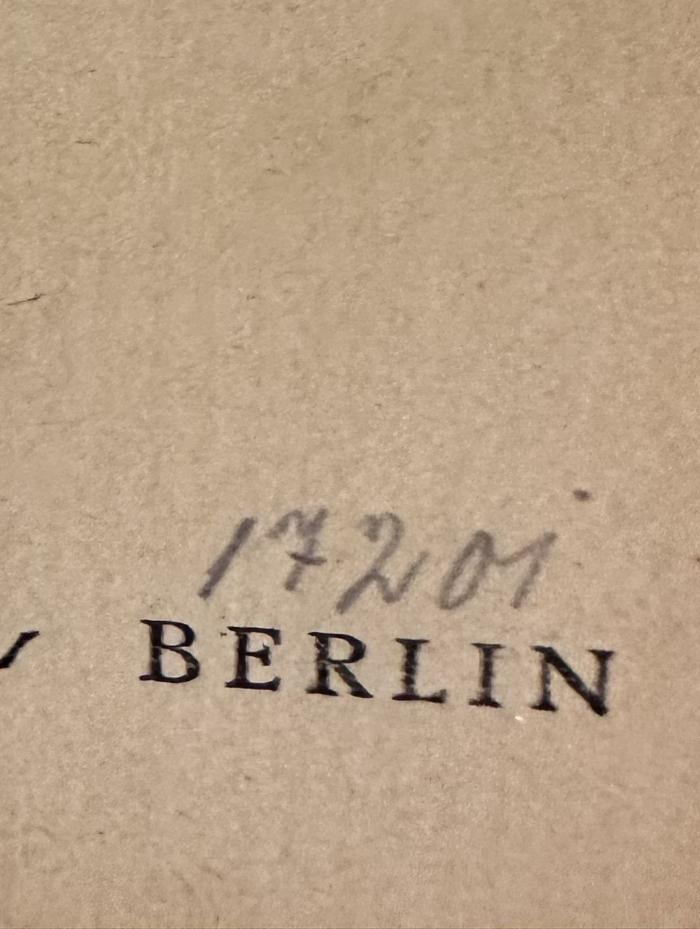 - (Hochschule für die Wissenschaft des Judentums), Von Hand: Nummer; '17201'. 
