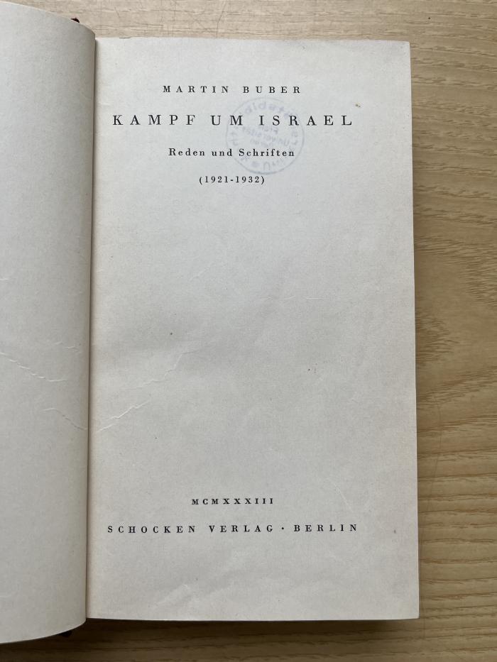 8 P 63 : Kampf um Israel : Reden und Schriften ; (1921 - 1932) (1933)