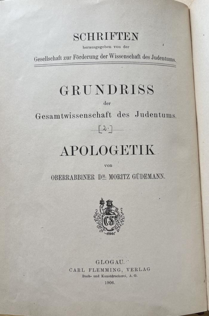 8 P 38-2 : Jüdische Apologetik (1906)