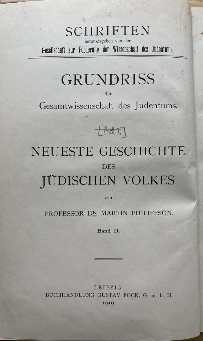 8 P 38-3,2 : Neueste Geschichte des jüdischen Volkes. 2. (1907)