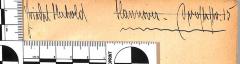 - (Herhold, Friedel), Von Hand: Name, Ortsangabe; 'Friedel Herhold Hannover  - Drostestr. 15'. 