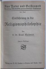 7/276 : Einführung in die Religionsphilosophie (1921)