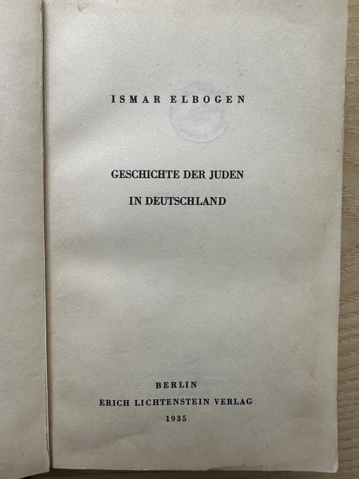 9 P 37&lt;6&gt; : Die Geschichte der Juden in Deutschland (1935)