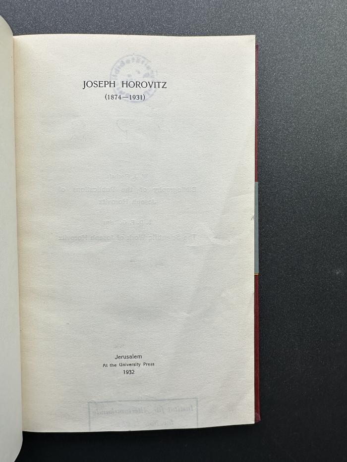 11 P 22 : יוסף הורוביץ ז״ל (634־691) (1932)